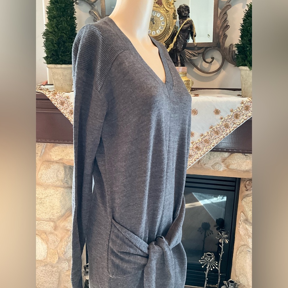 ALL SAINTS Gray Tricot V-Neck Sweater Dress S - Picture 8 of 12